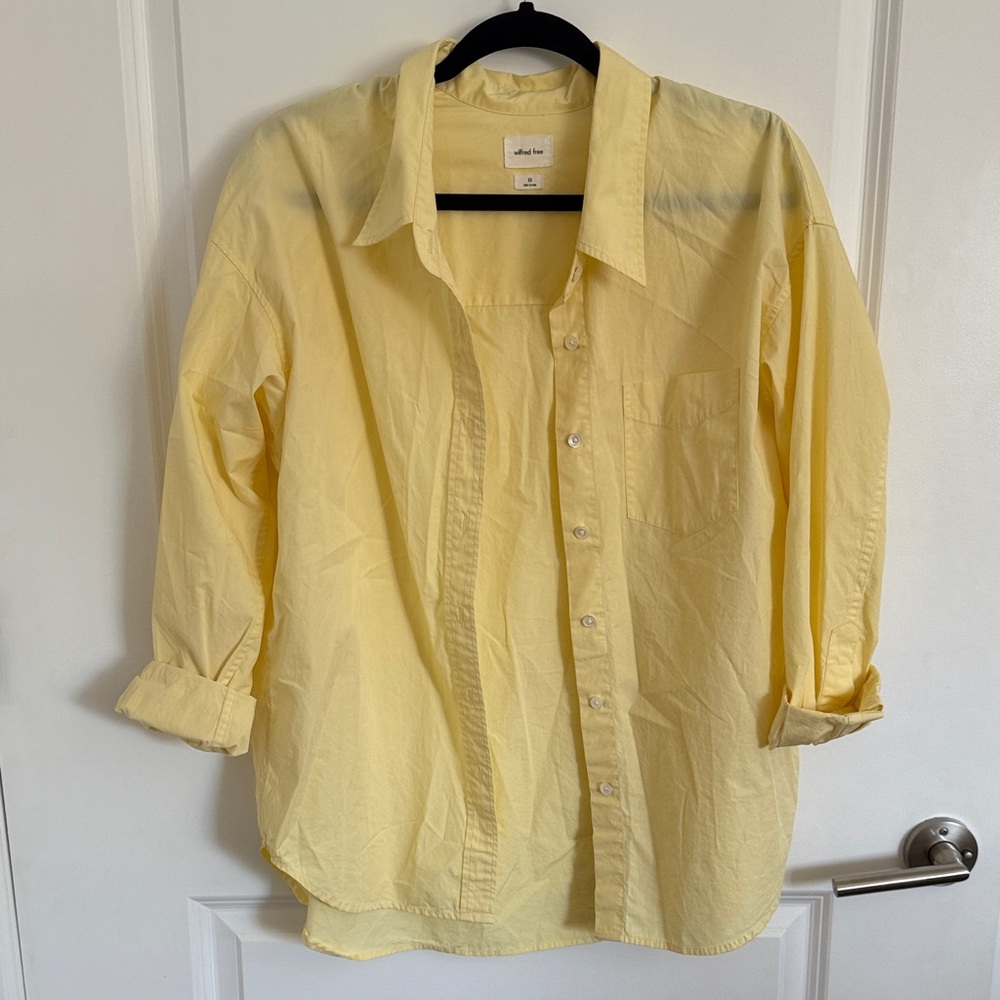 Aritzia oversized yellow button down